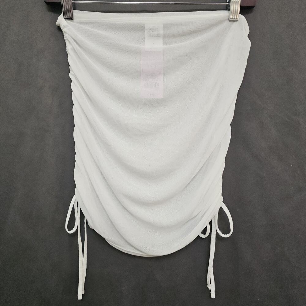 NWT Womens Swim Cover Up L Sheer Mesh Drawstring Resort Ibiza Beach Clean Girl